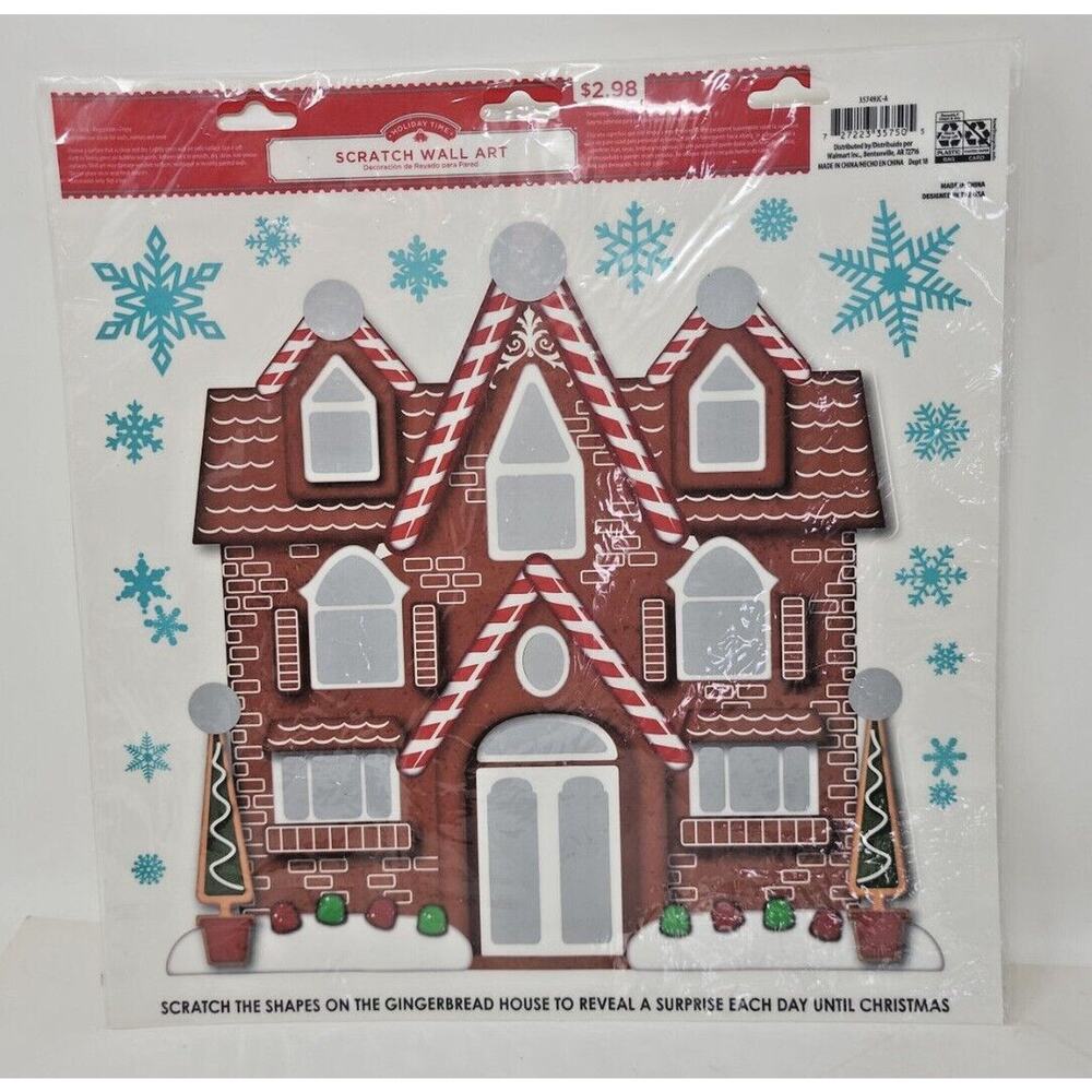 Holiday Time Scratch Wall Art Gingerbread House New in Package 12"x12" U13